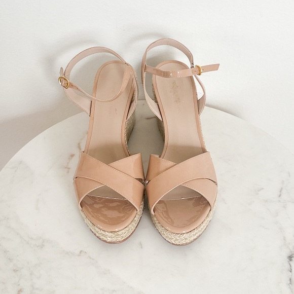 NEW Stuart Weitzman Rosemarie Nude Wedge Sandals Size 9 - Picture 7 of 10